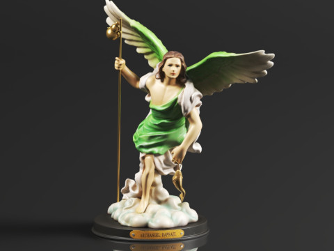 Ebros Catholic Church Archangel of The Angelic Council Saint Raphael with Healing Staff Colorful Sta 3D Print Model