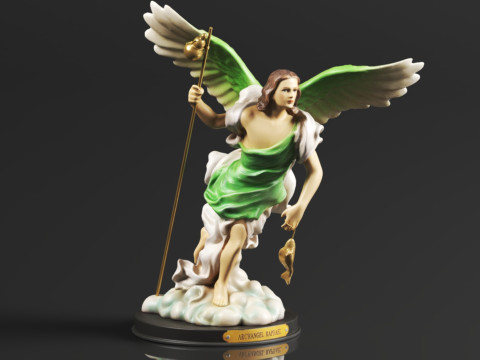 Ebros Catholic Church Archangel of The Angelic Council Saint Raphael with Healing Staff Colorful Sta 3D Print Model
