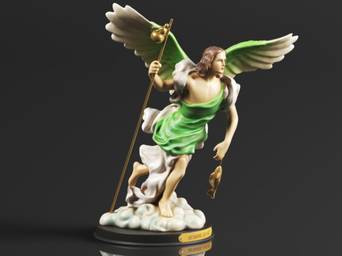 Ebros Catholic Church Archangel of The Angelic Council Saint Raphael with Healing Staff Colorful Sta 3D Print Model