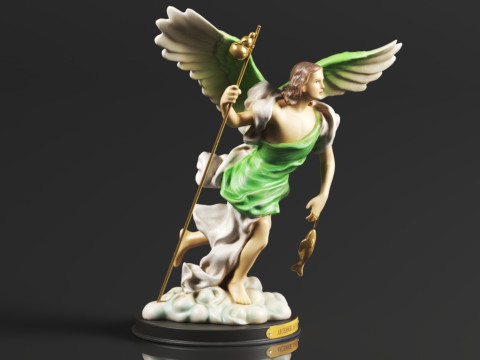 Ebros Catholic Church Archangel of The Angelic Council Saint Raphael with Healing Staff Colorful Sta 3D Print Model