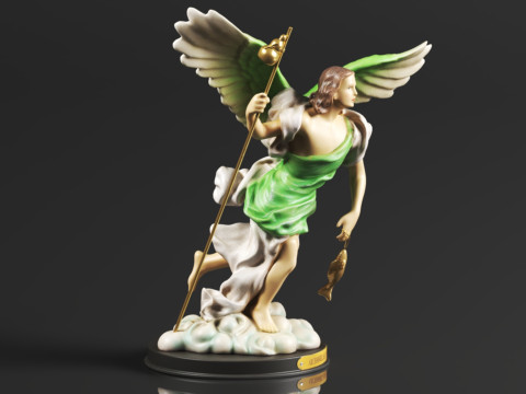 Ebros Catholic Church Archangel of The Angelic Council Saint Raphael with Healing Staff Colorful Sta 3D Print Model