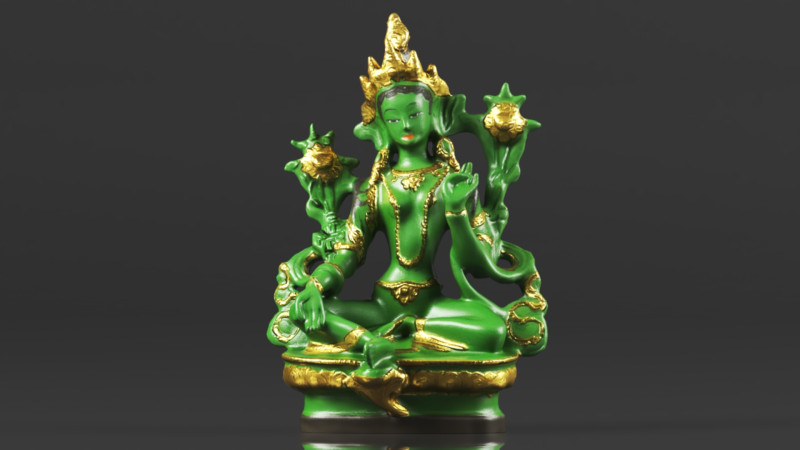 Tibet Tibetan Buddhism Statue Green Tara Buddha Statue Feng Shui Decoration Ornament 3D 프린트 모델 .c4d .max .obj .3ds .fbx .stl .blend 