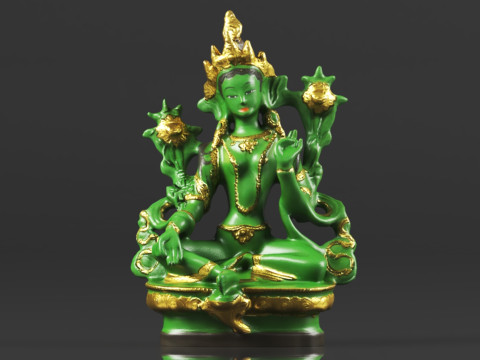Tibet Tibetan Buddhism Statue Green Tara Buddha Statue Feng Shui Decoration Ornament 3D 프린트 모델