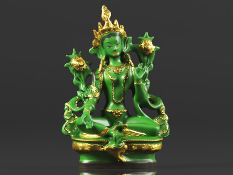 Tibet Tibetan Buddhism Statue Green Tara Buddha Statue Feng Shui Decoration Ornament 3D 프린트 모델