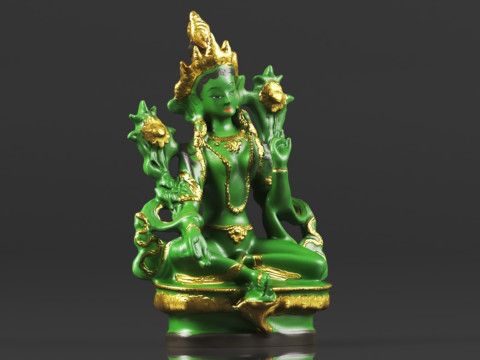 Tibet Tibetan Buddhism Statue Green Tara Buddha Statue Feng Shui Decoration Ornament 3D 프린트 모델