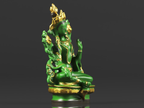 Tibet Tibetan Buddhism Statue Green Tara Buddha Statue Feng Shui Decoration Ornament 3D 프린트 모델