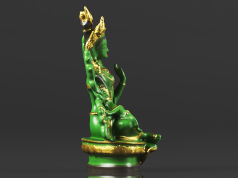 Tibet Tibetan Buddhism Statue Green Tara Buddha Statue Feng Shui Decoration Ornament 3D 프린트 모델