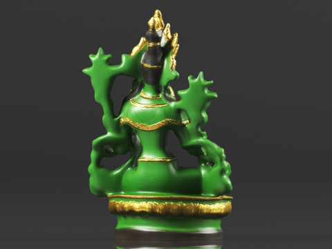 Tibet Tibetan Buddhism Statue Green Tara Buddha Statue Feng Shui Decoration Ornament 3D 프린트 모델