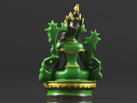 Tibet Tibetan Buddhism Statue Green Tara Buddha Statue Feng Shui Decoration Ornament 3D 프린트 모델