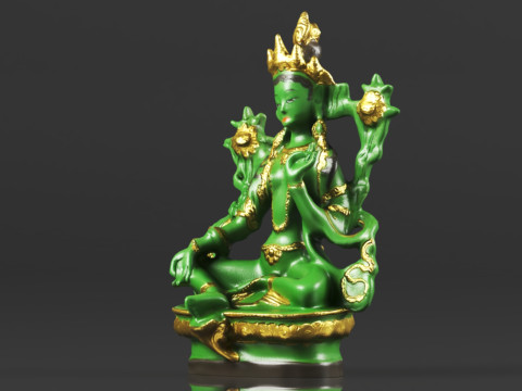 Tibet Tibetan Buddhism Statue Green Tara Buddha Statue Feng Shui Decoration Ornament 3D 프린트 모델