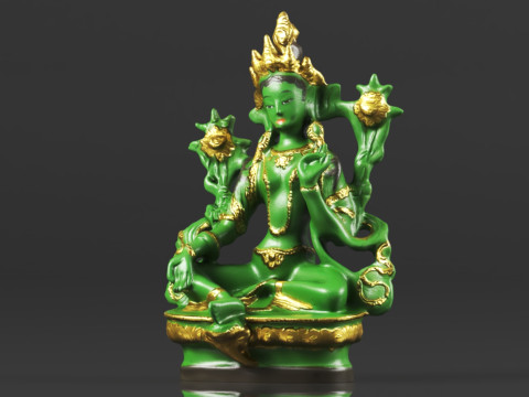 Tibet Tibetan Buddhism Statue Green Tara Buddha Statue Feng Shui Decoration Ornament 3D 프린트 모델