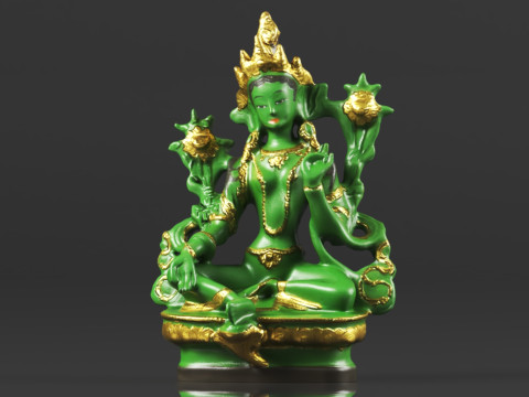 Tibet Tibetan Buddhism Statue Green Tara Buddha Statue Feng Shui Decoration Ornament 3D 프린트 모델