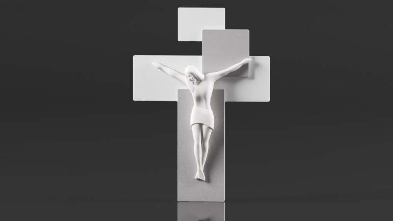 Modern Wall Crucifix Wood Grey White Christ Modèles 3D en vedette .c4d .max .obj .3ds .fbx .stl .blend 