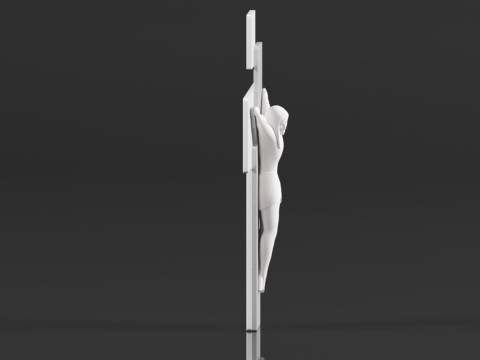 Modern Wall Crucifix Wood Grey White Christ Modèles 3D en vedette