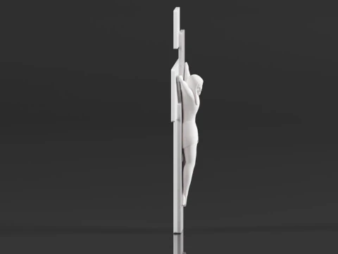 Modern Wall Crucifix Wood Grey White Christ 3D Print Model