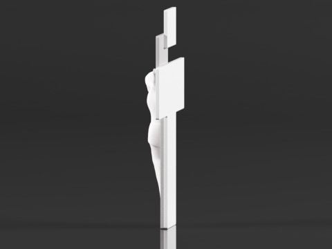 Modern Wall Crucifix Wood Grey White Christ Modèles 3D en vedette