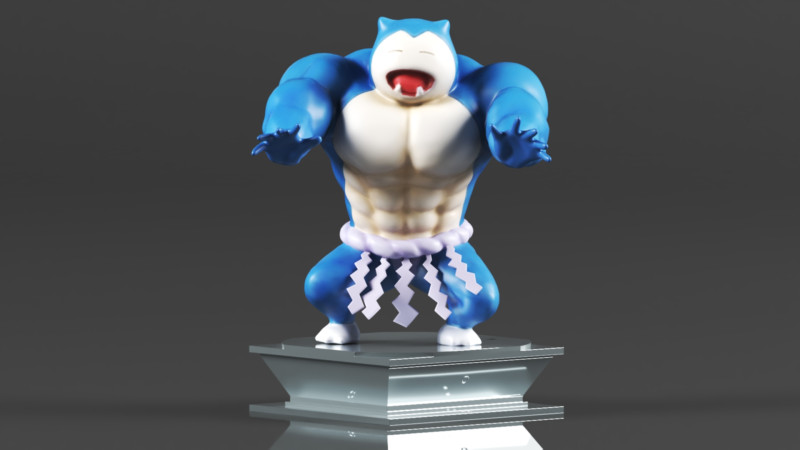 Figura de accin Pokmon Snorlax Bodybuilder Maromba Sum Model do druku 3D .c4d .max .obj .3ds .fbx .stl .blend 