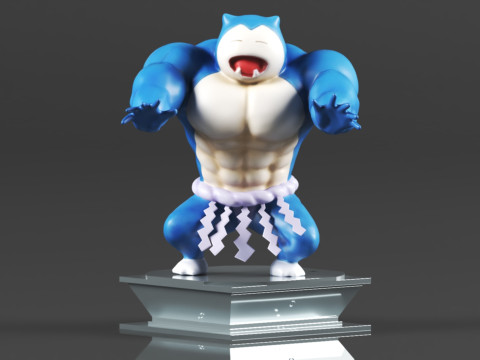 Figura de accin Pokmon Snorlax Bodybuilder Maromba Sum 3D Print Model