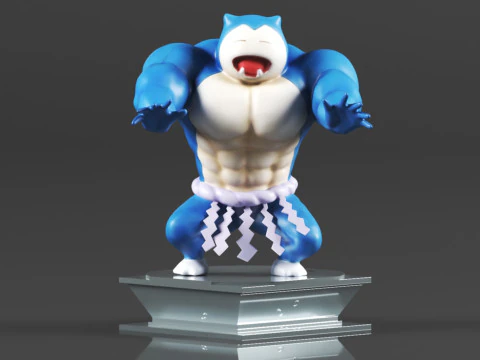 Figura de accin Pokmon Snorlax Bodybuilder Maromba Sum 3D Print Model
