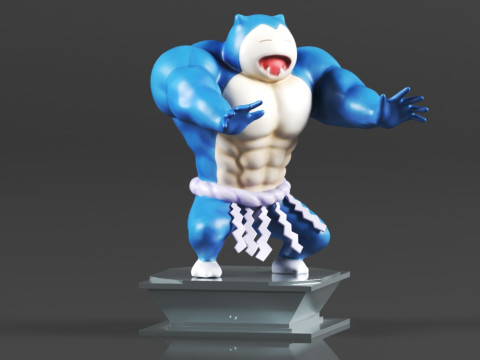 Figura de accin Pokmon Snorlax Bodybuilder Maromba Sum Model do druku 3D