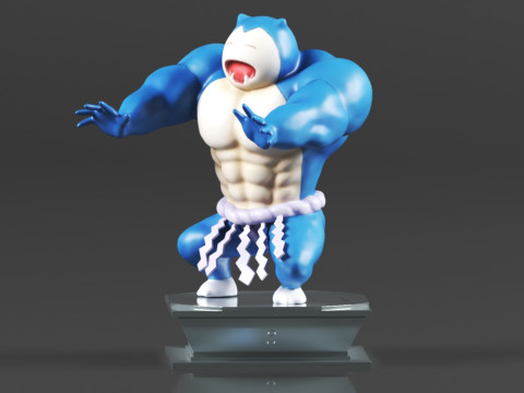 Figura de accin Pokmon Snorlax Bodybuilder Maromba Sum Model do druku 3D