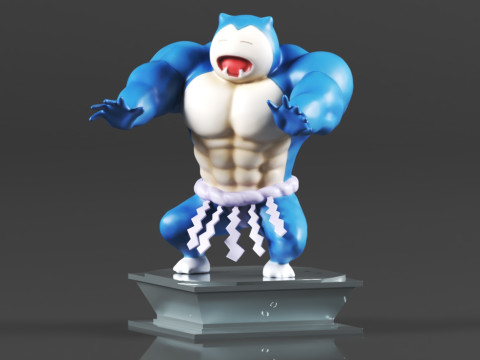 Figura de accin Pokmon Snorlax Bodybuilder Maromba Sum Model do druku 3D