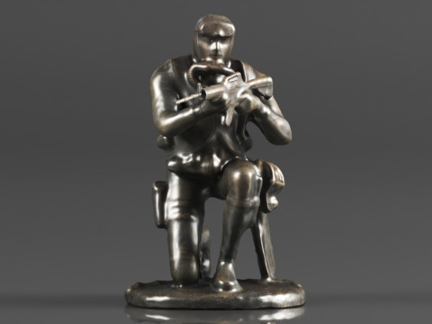Ebros Gift Battlefield Kneeling Navy Seal Diver Soldier Taking Aim with Rifle Statue 3D Print Model