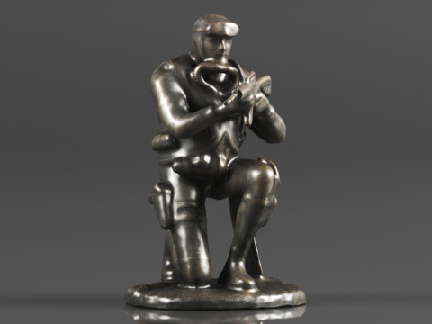 Ebros Gift Battlefield Kneeling Navy Seal Diver Soldier Taking Aim with Rifle Statue 3D Print Model
