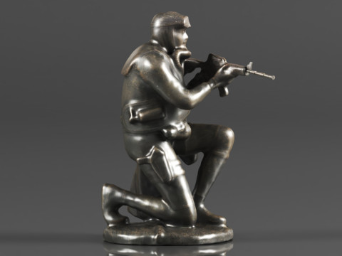 Ebros Gift Battlefield Kneeling Navy Seal Diver Soldier Taking Aim with Rifle Statue 3D Print Model