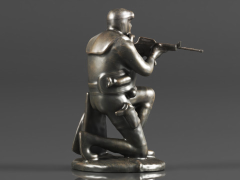 Ebros Gift Battlefield Kneeling Navy Seal Diver Soldier Taking Aim with Rifle Statue 3D Print Model