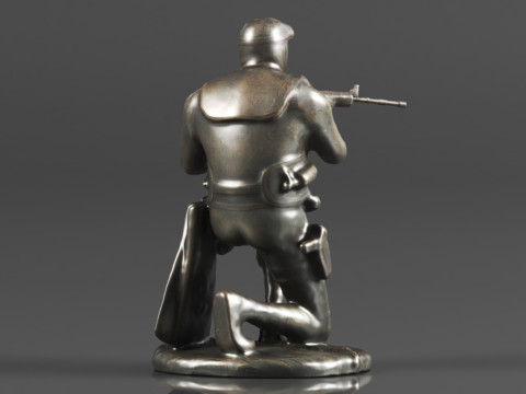 Ebros Gift Battlefield Kneeling Navy Seal Diver Soldier Taking Aim with Rifle Statue 3D Print Model