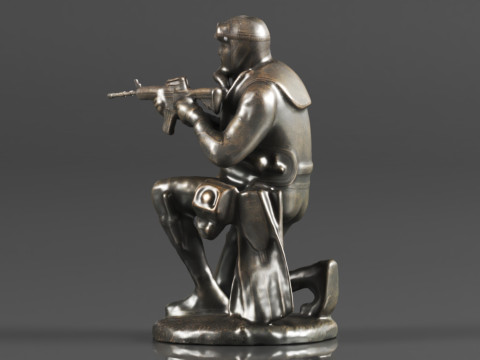 Ebros Gift Battlefield Kneeling Navy Seal Diver Soldier Taking Aim with Rifle Statue 3D Print Model