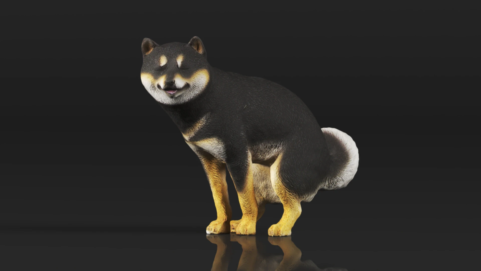 Half Crouching Pee with Fake Poop or Urine Model Shiba 3D Print Model .c4d .max .obj .3ds .fbx .stl .blend