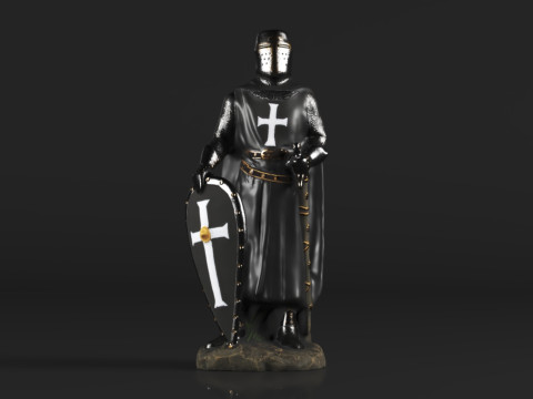 Ebros Gift Holy Wars English Black Cloaked Crusader Knight 3D Baskı Modeli