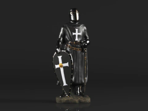 Ebros Gift Holy Wars English Black Cloaked Crusader Knight 3D Print Model
