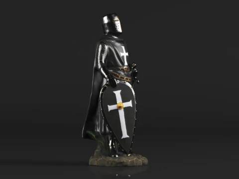 Ebros Gift Holy Wars English Black Cloaked Crusader Knight 3D Print Model