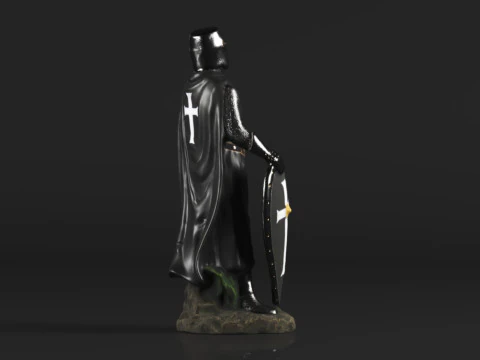 Ebros Gift Holy Wars English Black Cloaked Crusader Knight 3D Print Model