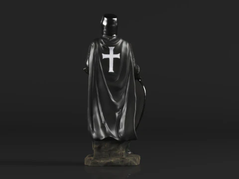 Ebros Gift Holy Wars English Black Cloaked Crusader Knight 3D Print Model