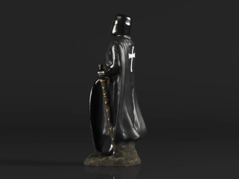 Ebros Gift Holy Wars English Black Cloaked Crusader Knight 3D Print Model