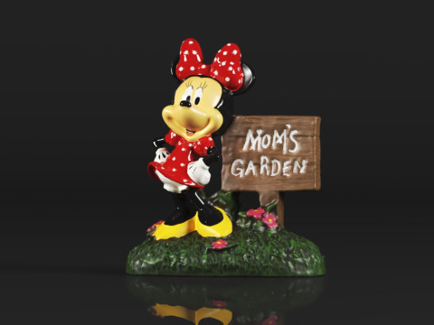 Minnie Mouse Mum Garden Statue 3D Print Model