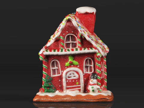 One Holiday Way Light Up Red Faux Gingerbread House 3D Print Model