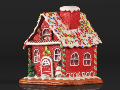 One Holiday Way Light Up Red Faux Gingerbread House Model do druku 3D