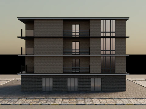 アパート 3Dモデル