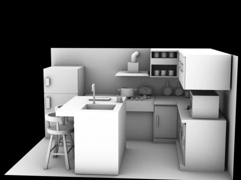 Design della cucina moderna Modello 3D