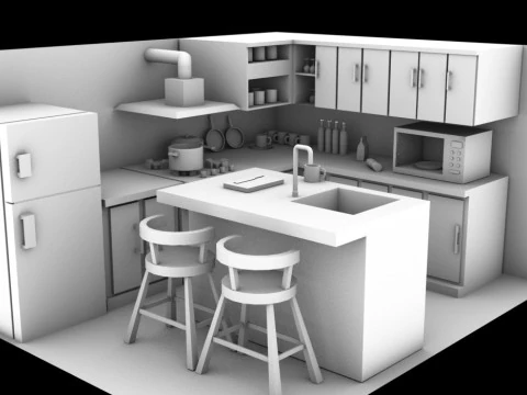 Modern Kitchen Design 3D Model