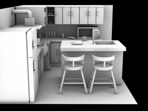 Modern Kitchen Design 3D Model