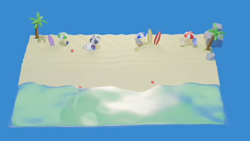 Beach 3D 모델 .c4d .max .obj .3ds .fbx .stl .blend
