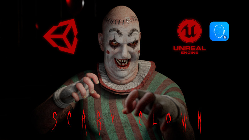 Scary Clown game character for Horror games 3D Модель .c4d .max .obj .3ds .fbx .stl .blend 