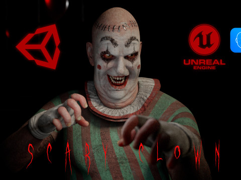 Scary Clown game character for Horror games 3D Model