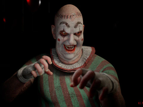 Scary Clown game character for Horror games 3D Model